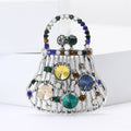 Openwork Handbag Rhinestone Brooch Antique Gold Silver Tone view 4