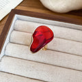 Resin Teardrop Open Rings Coffee Red Cream Plus Bangle view 8