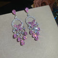 Silver Butterfly Circle Chandelier Crystal Drop Jewelry view 8