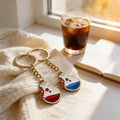 H2o Flask Chemistry Enamel Key Ring Blue Or Red Metal Charm view 3