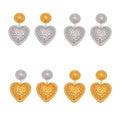 Hammered Heart Drop Earrings Gold Steel Mixed Tones view 5