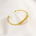Silver Open Cuff Coil Bracelet Ball Ends Metal Bangle view 4