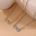 Stainless Steel Infinity Pendant Necklace Pave Zircon Charm view 1