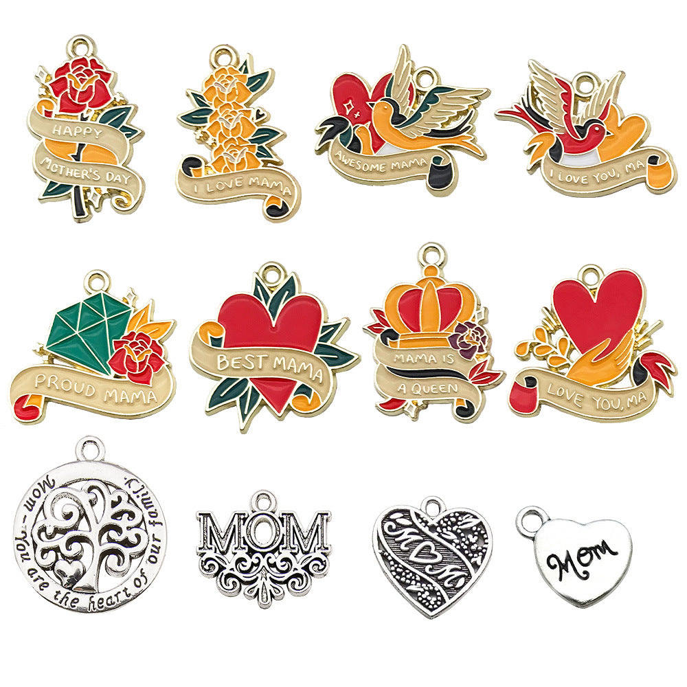 Enamel Zinc Alloy Mothers Day Sweet Gift charm pendants for DIY bracelets necklaces keychains