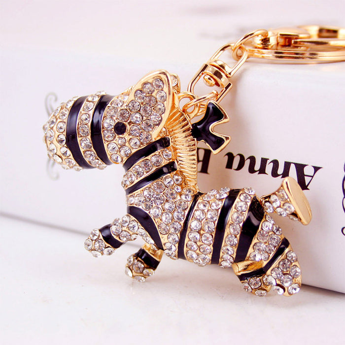 Cute Rhinestone Donkey Keychain Animal Car Key Ring Bag Pendant