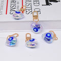 Gold Tone Iridescent Heart Acrylic Evil Eye Clip Keychain view 2