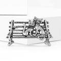 Two Cats on Park Bench Brooch in Antique Gold or Silver view 3