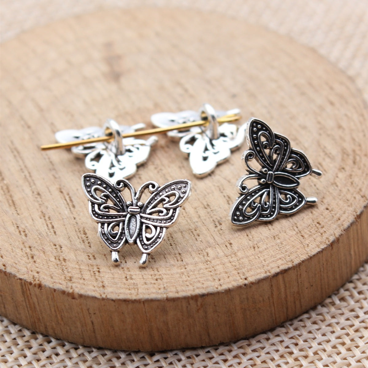 15x12mm 0.69g Antique Silver Zinc Alloy Butterfly Small Hole Beads for Bracelet Necklace DIY