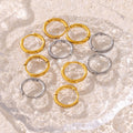 Gold Silver Zircon Paved Mini Huggie Hoop Earrings Pair view 2