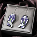Silver Tone Coffin Printed Acrylic Hook Earrings in Six Designs view 4