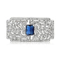 Rectangular Crystal Metal Brooch with Blue Red or Green Stone view 1