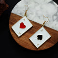 Gold Tone Enamel Playing Card Hook Earrings in Three Designs view 4