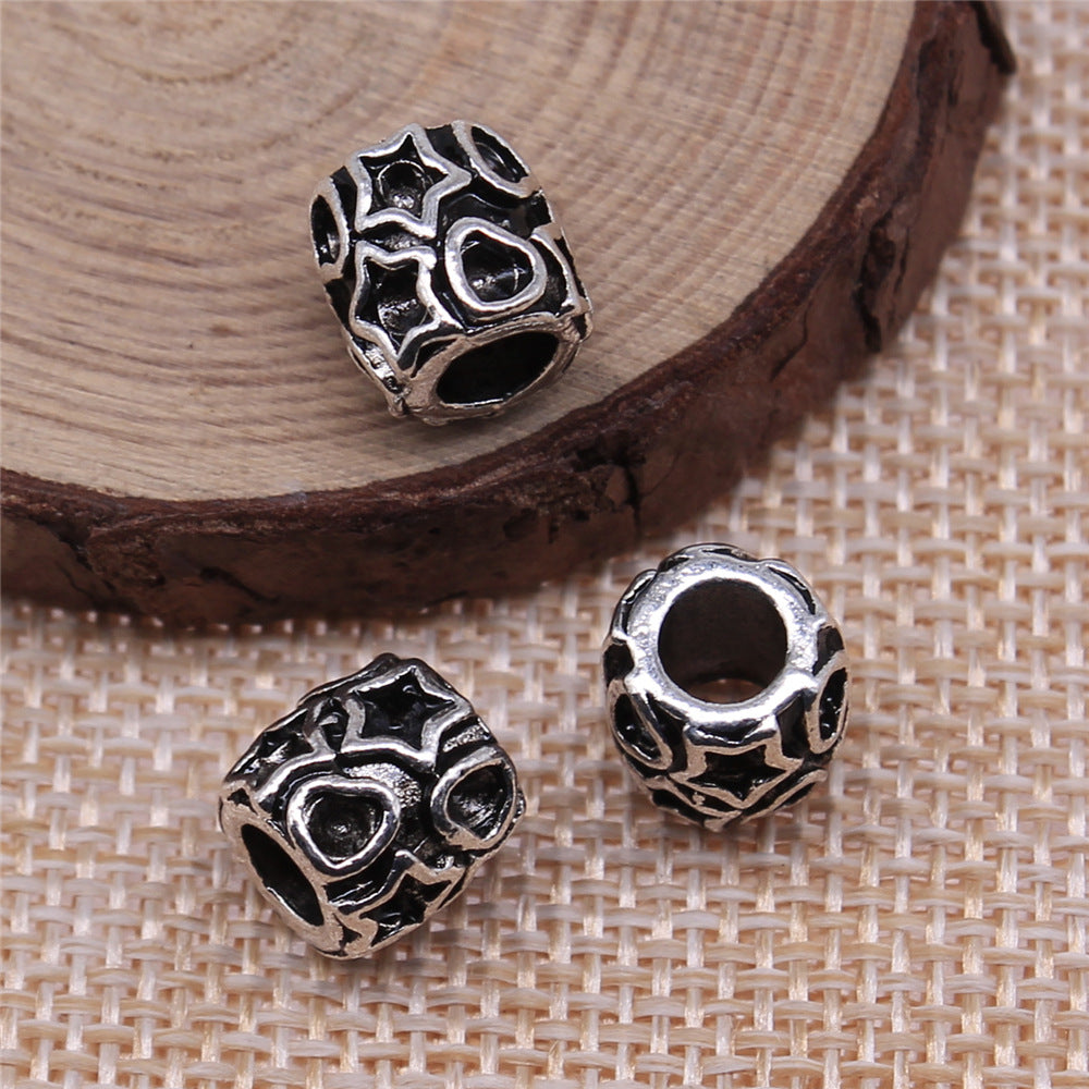 9.9x9.9x9.8mm 2.7g Antique Silver Zinc Alloy Large Hole Round Loose Metal Beads for DIY Bracelet Jewelry