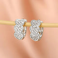 Gold and White Gold Triple Heart Crystal Huggie Hoop Earrings view 6