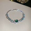 Square Cut Crystal Necklace Bracelet Stud Set Pieces view 9