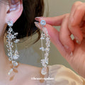 Clear Bead Cascade Drop Stud Earrings Fashion Jewelry Accessory view 1