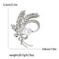 Rhinestone Wheat Pearl Bow Brooch Silver Gold Metal Pin view 6