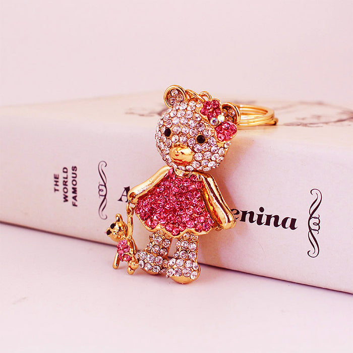 Rhinestone Big and Small Bear Keychain Parent Child Animal Bag Charm