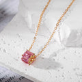 Gold Tone Square Faceted Crystal Pendant Necklaces in Four Colors view 6