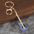 Clear Stone-Studded Electric Guitar Keychain With Split Ring And Lobster Clasp view 8