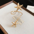 Gold Silver Starfish Wing Spiral Open Cuff Bracelets view 11