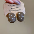 Polka Dot Resin Square And Oval Silver Tone Stud Earrings view 6