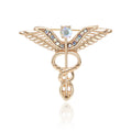 Winged Staff Emblem Brooch Pin in Four Finishes Decorative Jewelry view 5