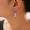 Huggie Hoop Heart Drop Earrings Titanium Steel Gold Or Steel view 3