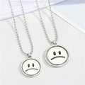 Silver Tone Reversible Smiley and Frown Spinner Pendant Necklaces view 5