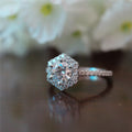 Silver Hexagon Halo Clear CZ Pavé Band Finger Ring view 3