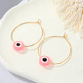 Gold Thin Hoop Evil Eye Acrylic Bead Earrings Nine Colors view 11
