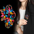 Black Flower Crystal Six Designs Metal Brooch Pin for Jackets and Lapels view 3