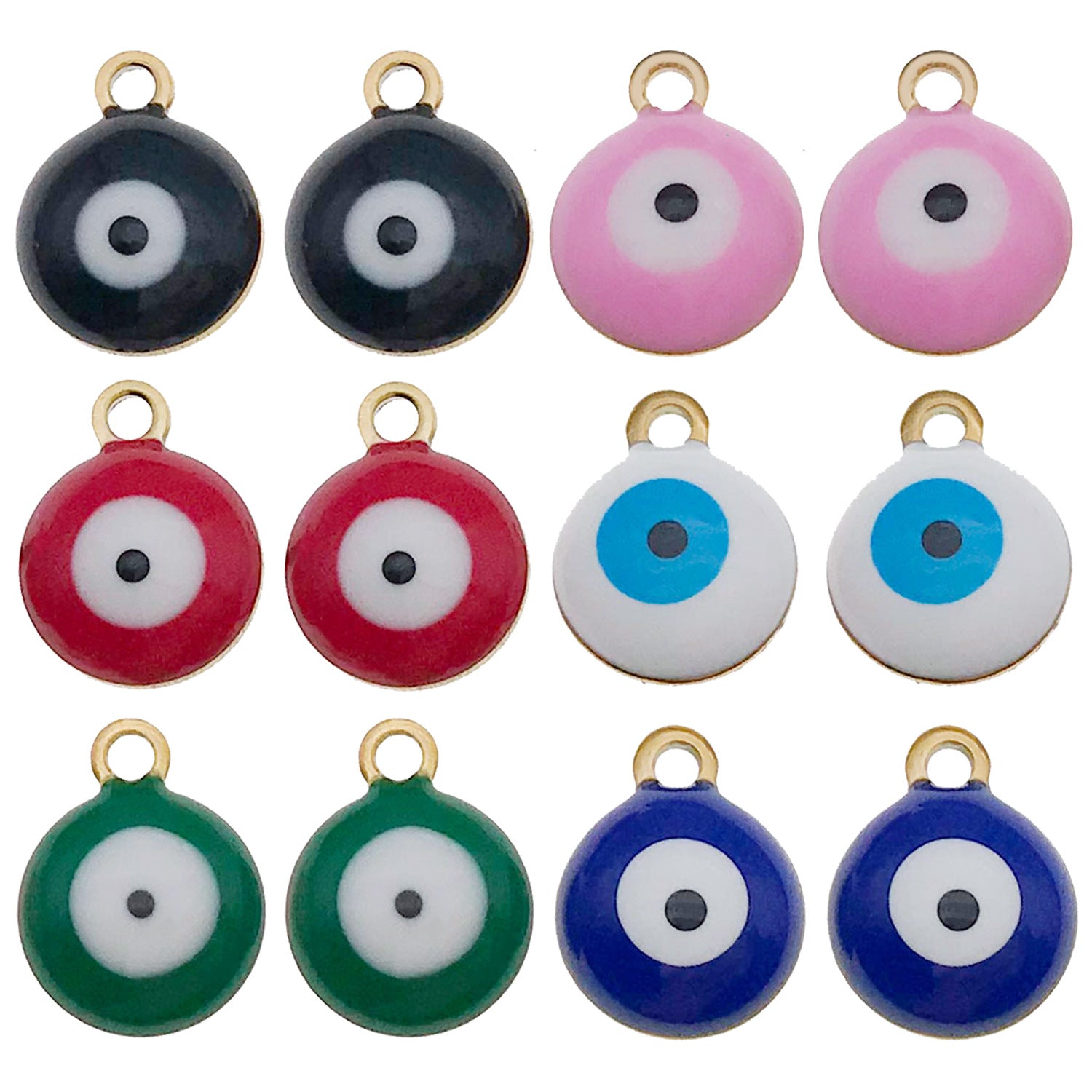 Stainless Steel Enamel Round Evil Eye Charm Pendant for DIY Bracelets and Necklaces