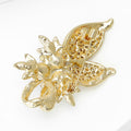 Pearl Rhinestone Leaf Brooch Gold Silver Floral Pin view 4