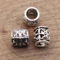 Antique Silver Openwork Clover Barrel Bead With Large Hole view 2