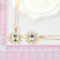 Gold Tone Sculpted Sun Realistic Eyeball Pendant Necklaces view 5