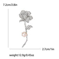 Rhinestone Rose Stem Brooch Pearl Accent Gold Silver view 7