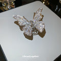 Silver Tone Butterfly Hair Claw With Clear Baguette Crystal Wings view 4