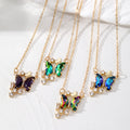 Gold Tone Crystal Butterfly Pendant Necklaces 4 Colors view 1
