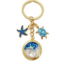 Six Blue Turtle Starfish Ocean Metal Keychain Designs view 5