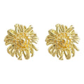 Gold-Tone Daisy Flower Polished Metal Stud Earrings view 5