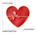 Red Heartbeat Heart Brooch with Gold Tone Line Detail view 6