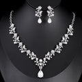 Black Silver Tone Crystal Floral Vine Crystal Two Designs Metal Necklace and Earring Set view 6