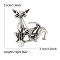 Antique Gold Silver Twin Cats Brooch Pearl Accent Pin view 7