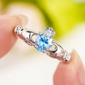 Crowned Heart Claddagh Ring In Three Center Stone Colors view 1