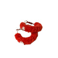 Fluffy Hoop Earrings With Snowflake Accents in Three Colors view 5