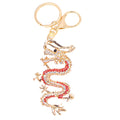 Rhinestone Chinese Dragon Metal Keychain Gold Tone Clip view 5