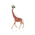 Blue or Red Enamel Giraffe Brooch with Crystal Spots view 5
