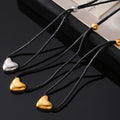 Heart Pendant Black Braided Rope Necklace Titanium Steel view 4