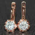 Rose Gold Leverback Round Clear Stone Earrings Scalloped Setting view 6